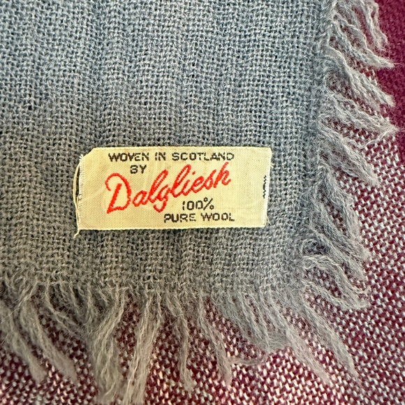 Dalgleish Scotland Vintage 100% Wool Tartan Scarf  – Burgundy, Grey & Aqua - Picture 9 of 9